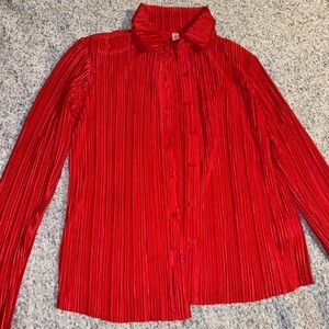 No Boundaries Red Pleated Blouse
